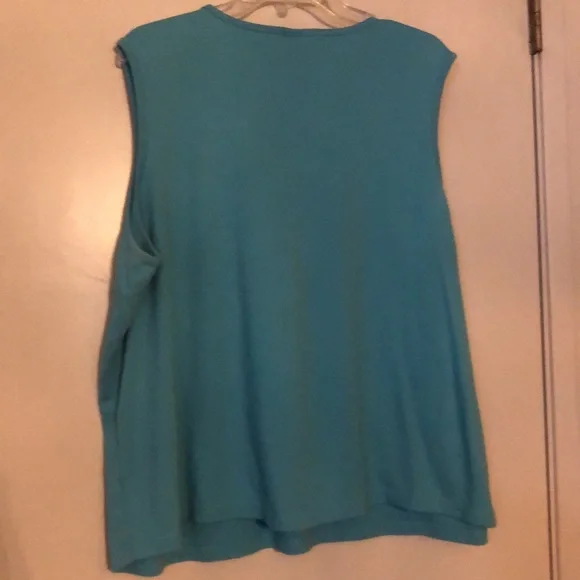 Teal embroidered embellished tank Women’s 3X - Picture 3 of 5